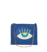 Blue Cross Bag, Front Design, Yellow Eye & Golden Chain