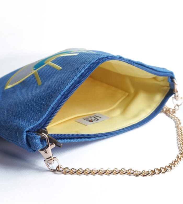 Interior showcase of design and quality fabricated blue cross bag