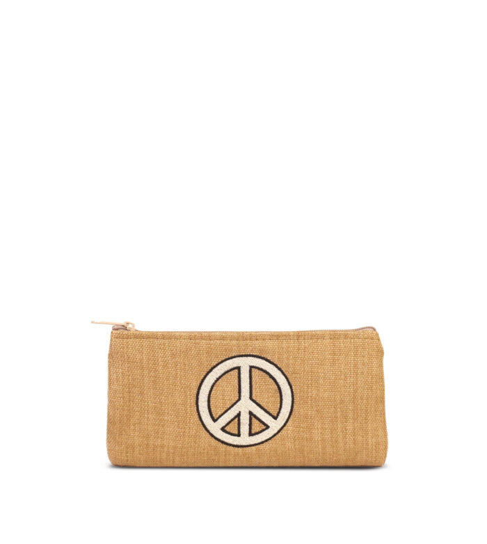 Manari Beige Wallet, White Peace Design, Handmade