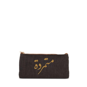 Black Manari Wallet, Gold متمردة Design Kitten Linen Handmade