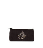 Black Manari Wallet, White Love Design Handmade Kitten Linen