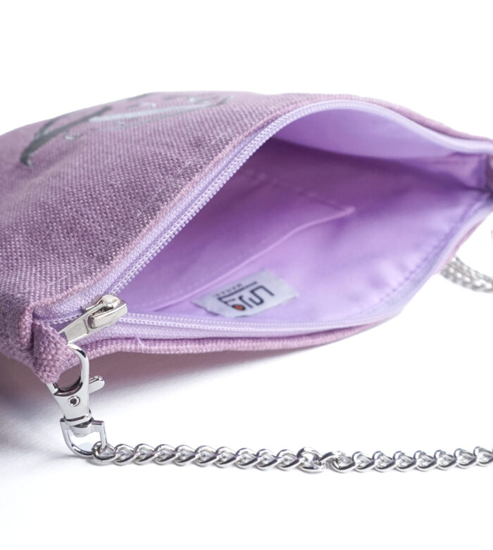 Inside Pink Cross Bag, Pink coating, Silver Chain