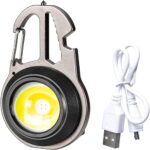 Small LED Keychain Light, USB Rechargeable Mini COB Working Flashlight, 6 Light Modes Portable Pocket Light for Car repairing Fishing Walking Camping Outdoor Indoor