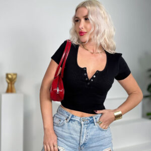 Classic Short Sleeve Wide Neck Crop Top